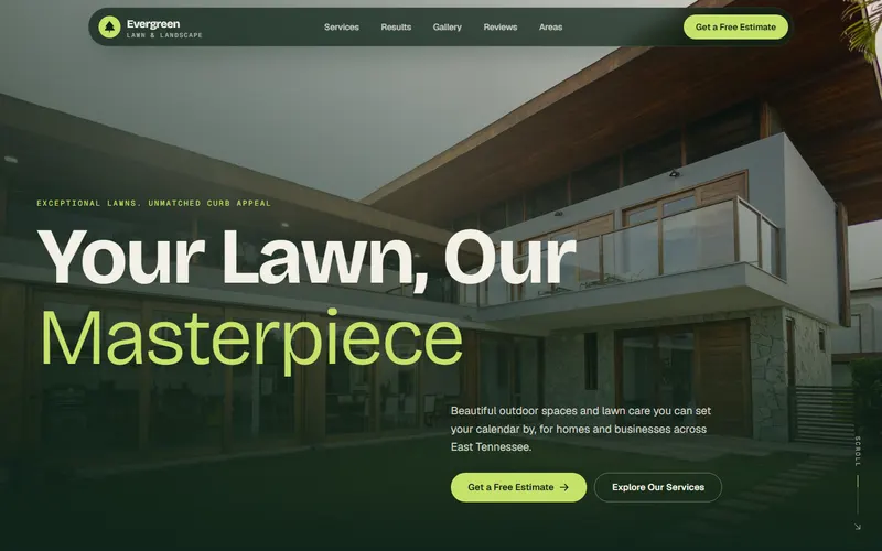Evergreen Lawn & Landscape concept website homepage