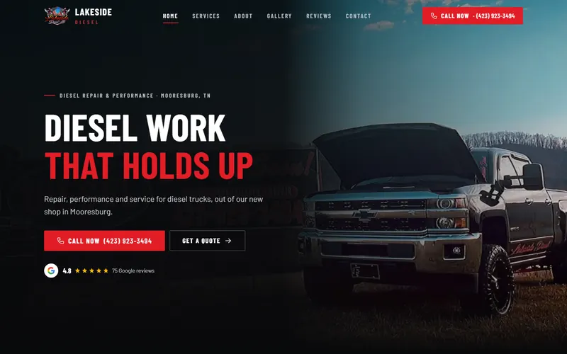 Lakeside Diesel Performance website homepage